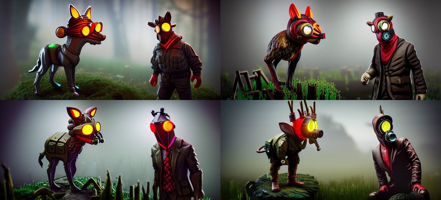 Gamekeeper in Solarpunk Mask: Digital Art Diorama