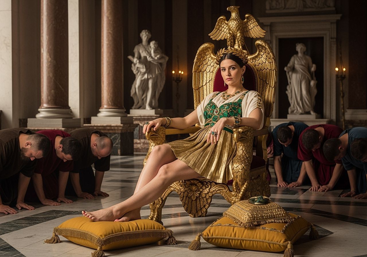 Roman Empress on Golden Throne, Professional Photography