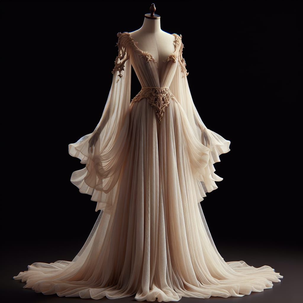 Medieval Fantasy Alabaster Dress on Elegant Form