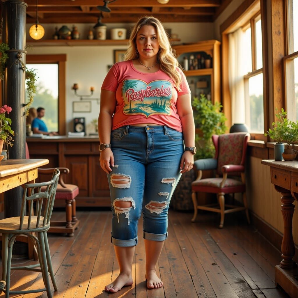 Sun-Kissed Rocker Chick in Distressed Denim