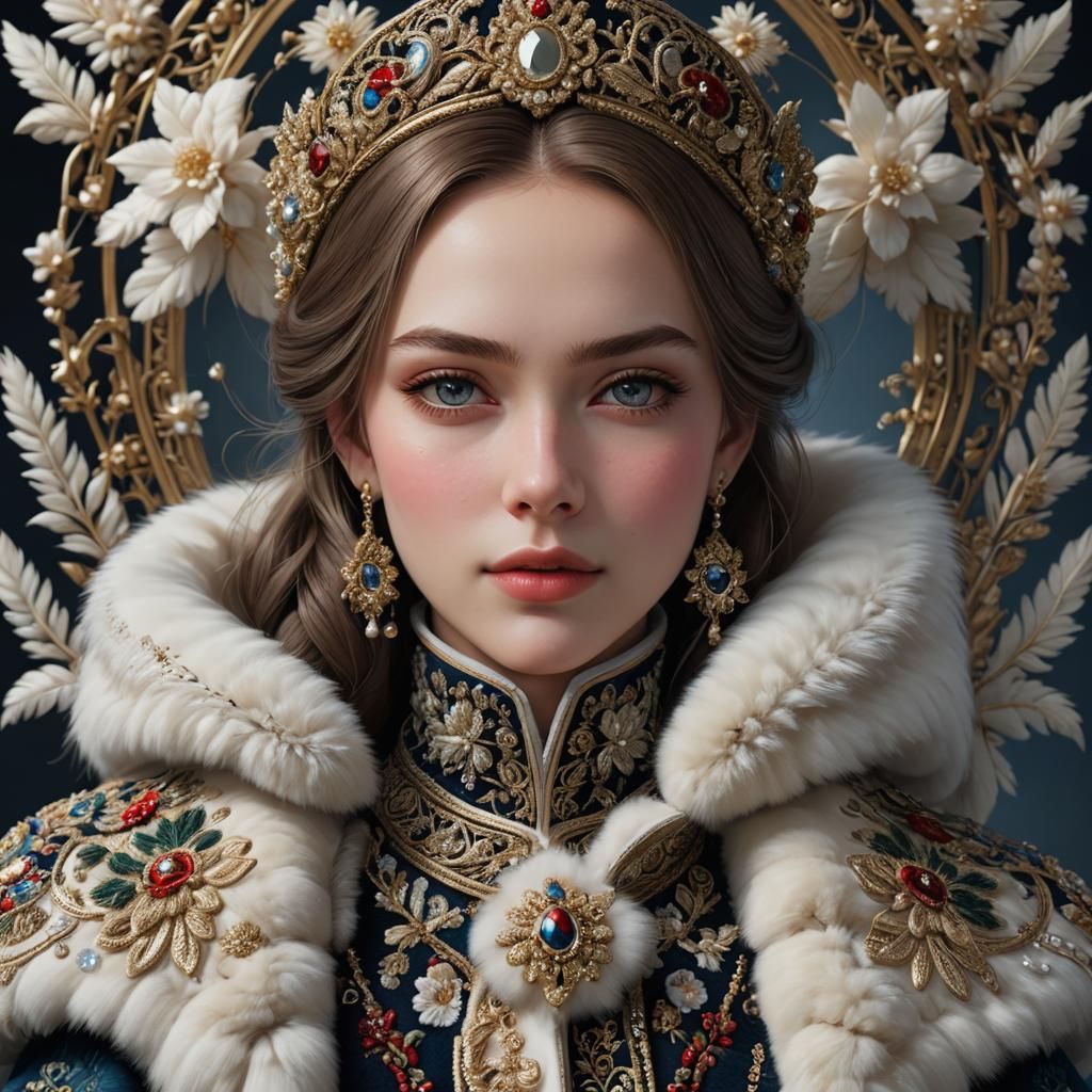 Russian Princess Portrait in Anime Style