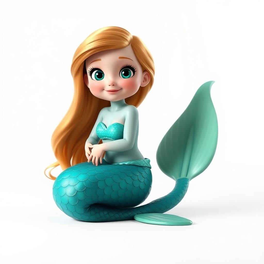 Charming Mermaid with Turquoise Scales and Golden Hair