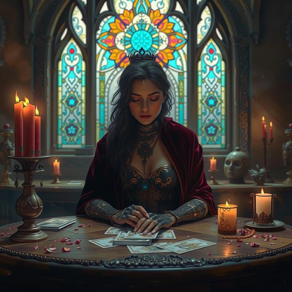 Mystical Tarot Reader in Ethereal Mist - Fantasy Art