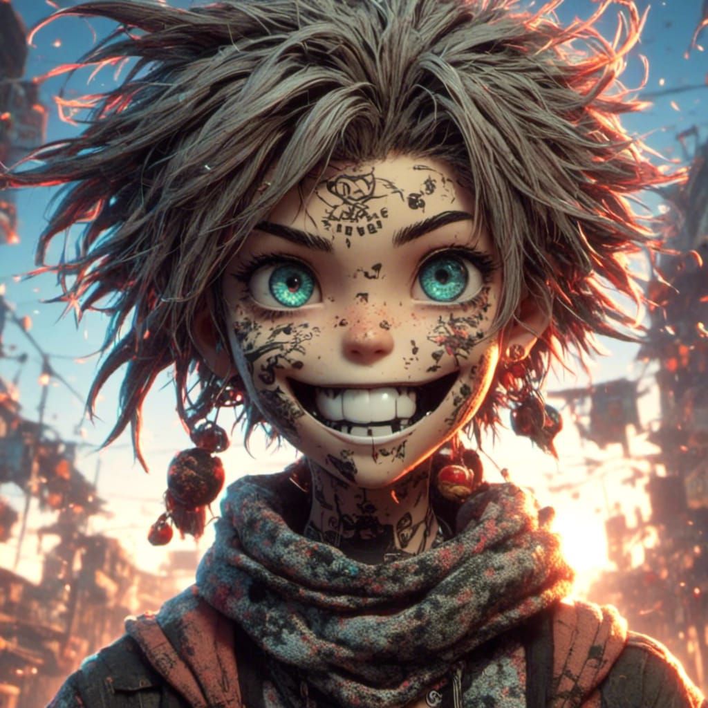 Cute Smiling Cyberpunk Dog Character Design