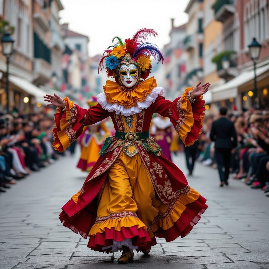 Masked Dancer at Venice Festival, in Romantic Style