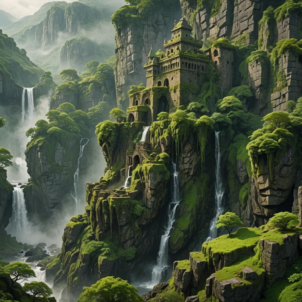 Nature Reclaims Ancient Mountaintop Fortress in Digital Pain...