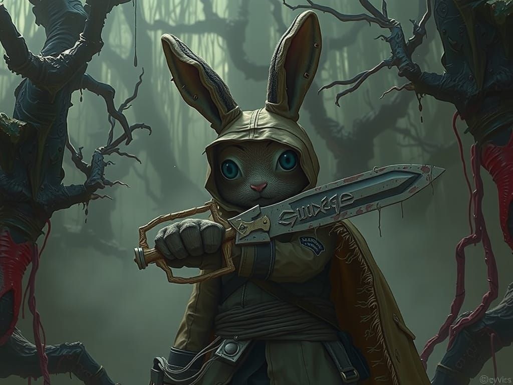 Fearless Plushy Warrior Emerges from Eldritch Forest