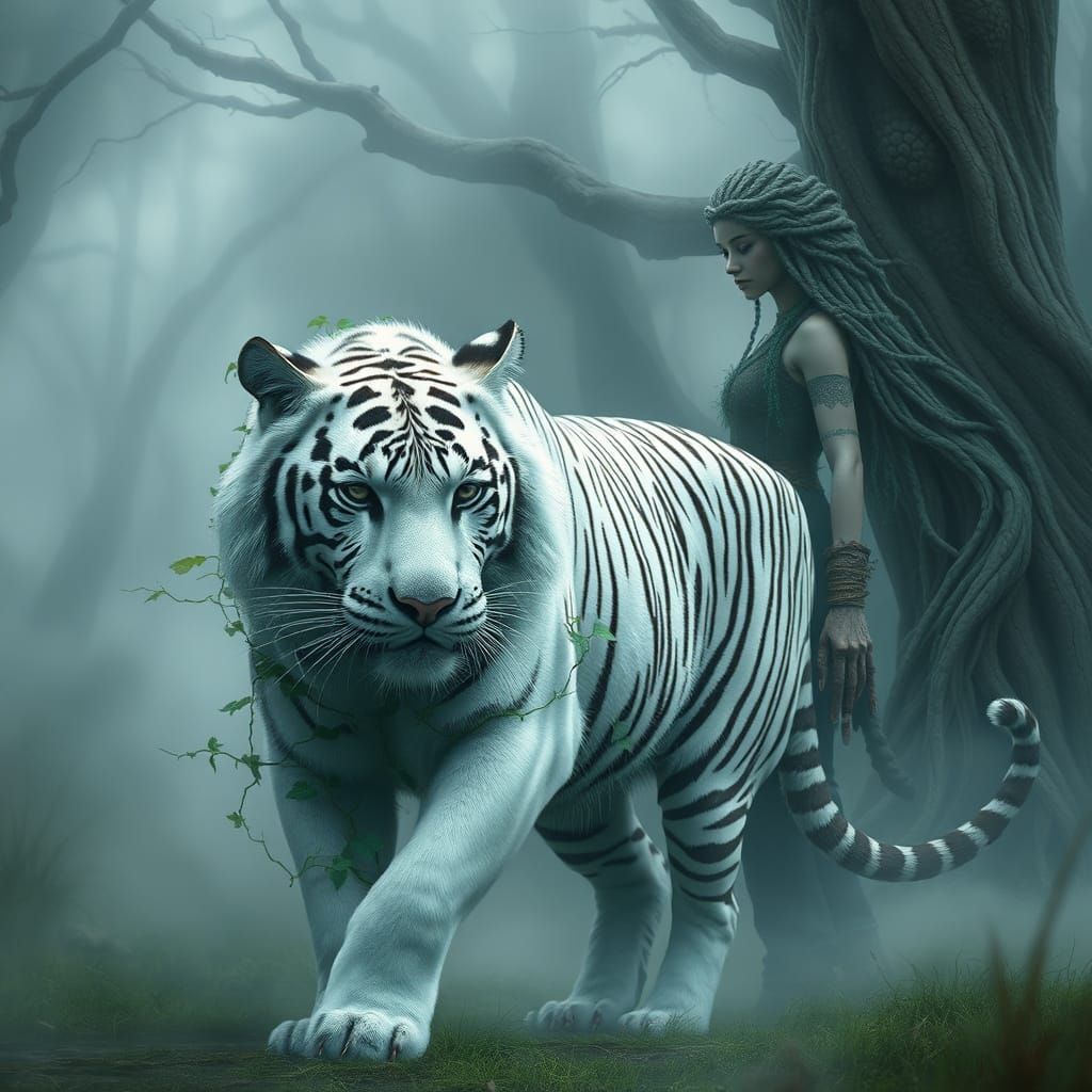 White Tiger and Warrior Queen in Mystical Glen