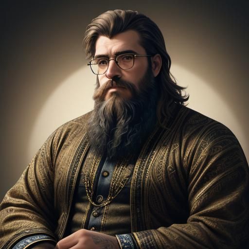 Contemplative Bearded Man in High Contrast Portrait