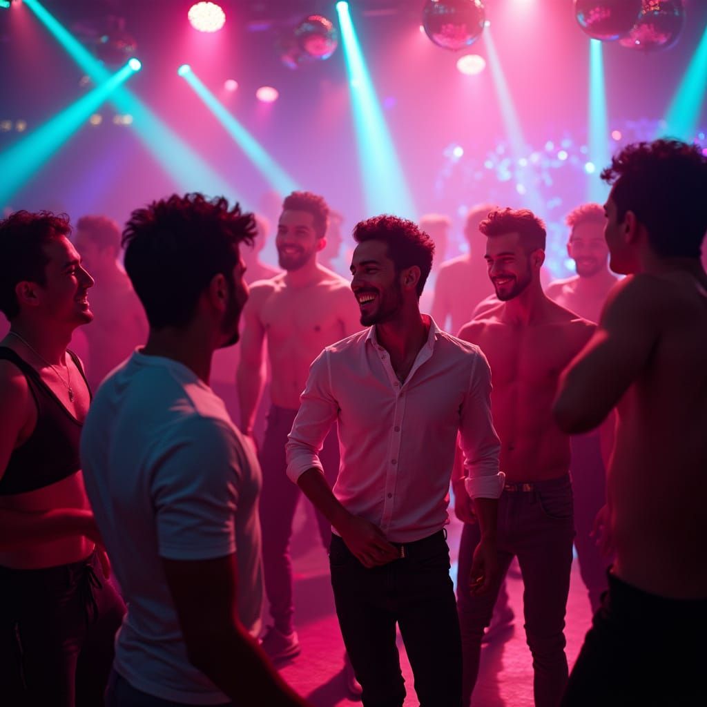 Vibrant Gay Club Night in Whimsical Style