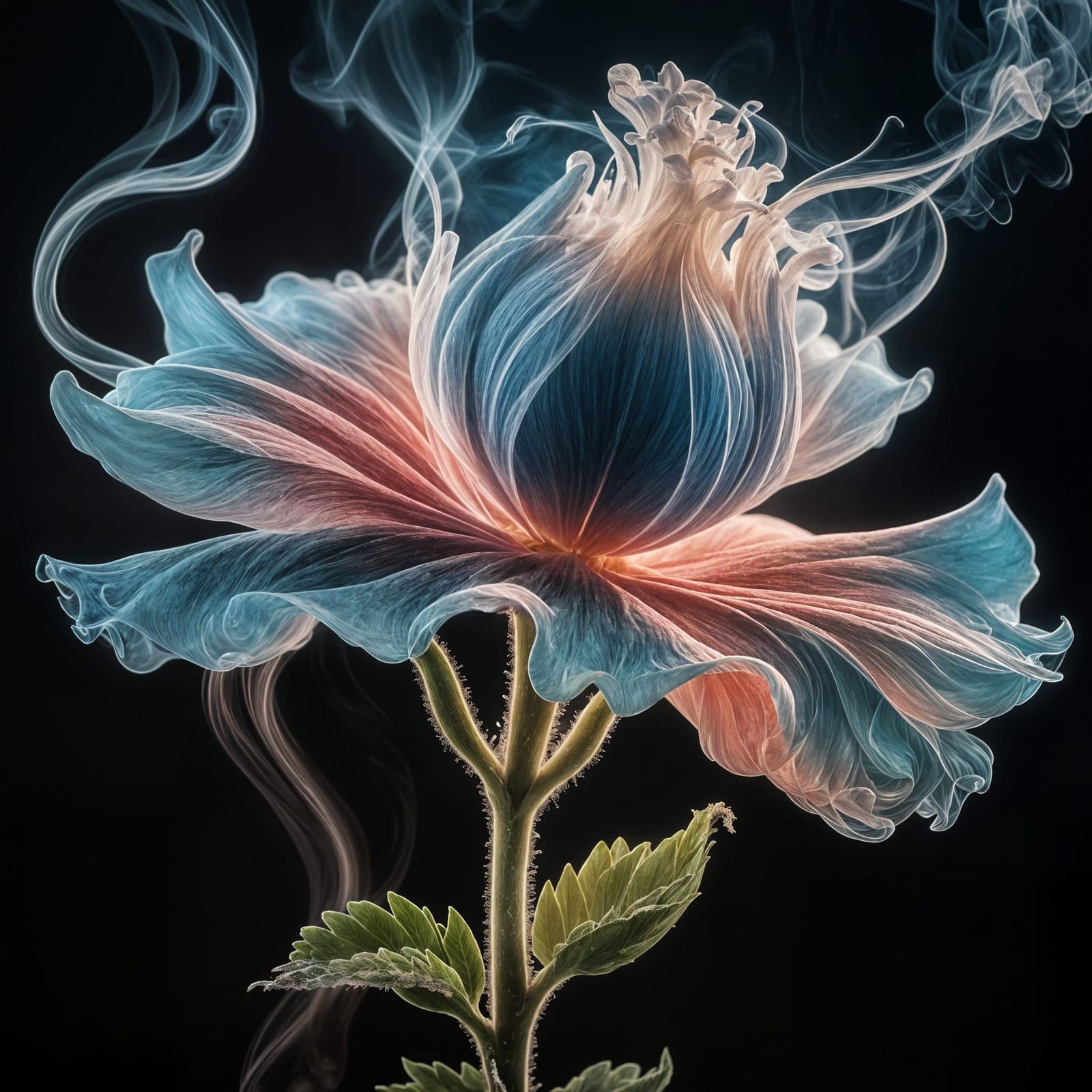 Ethereal Smoke Flower Rises in a Hazy Glow