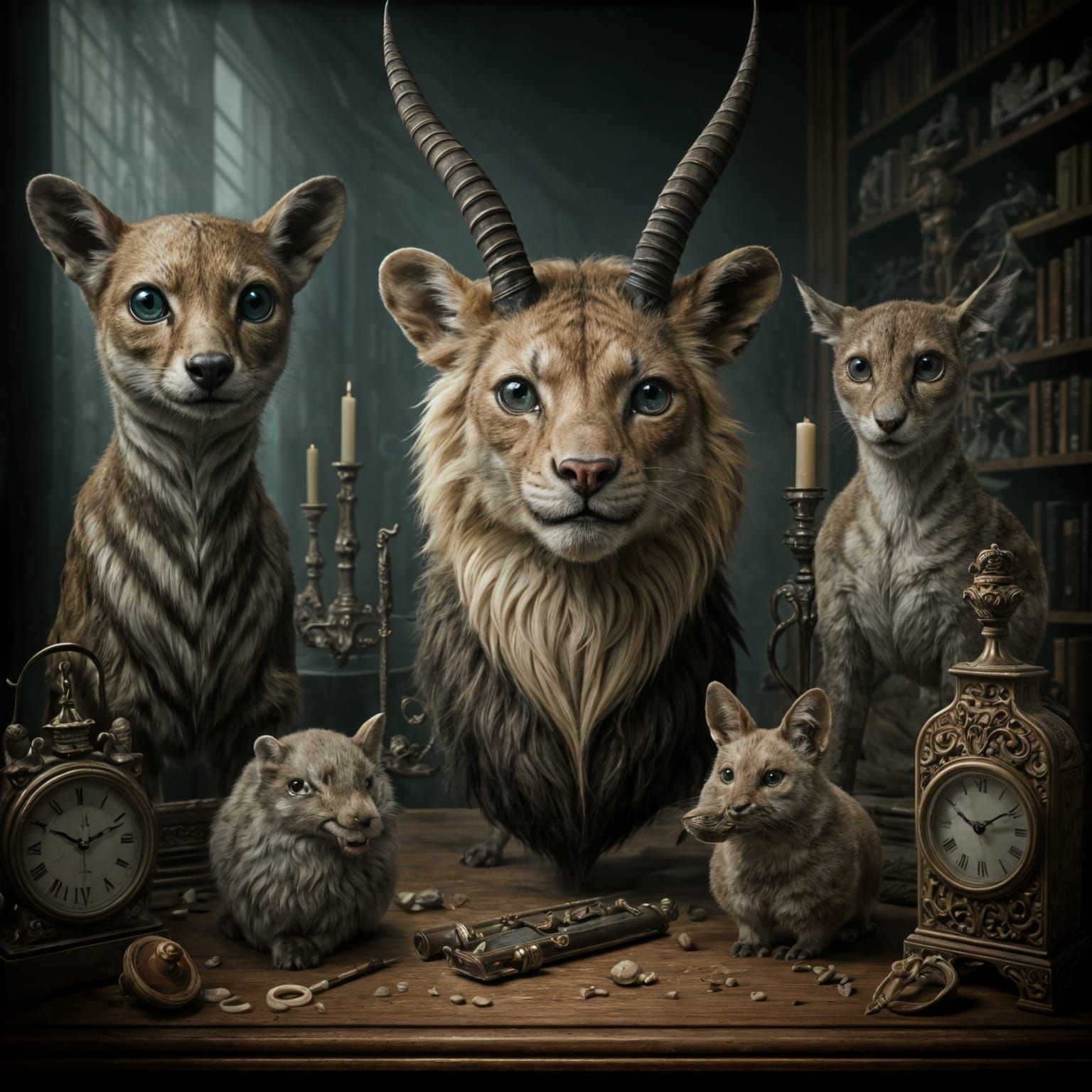 Eerie Taxidermied Animals in Macabre Surrealist Style