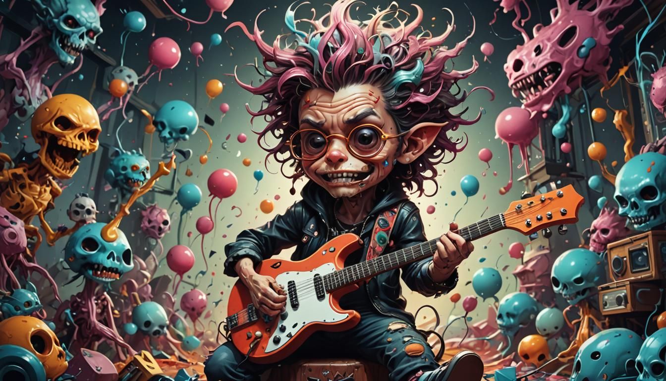 Adorable Wacky Rocker in Detailed Digital Illustration