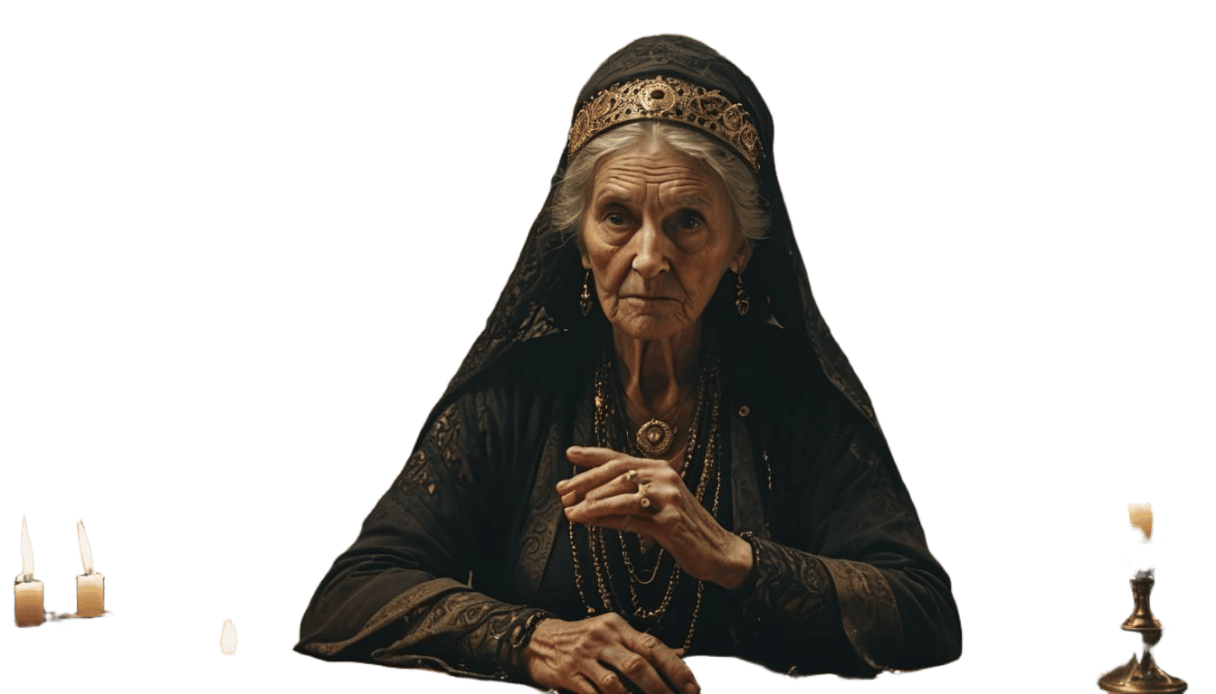 Mysterious Old Fortune Teller in Cinematic Lighting