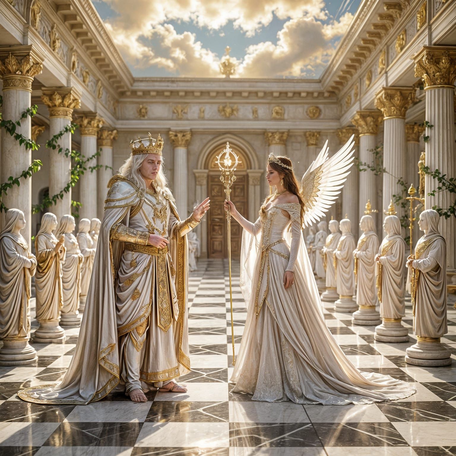 Ethereal Chess Court with King and Queen