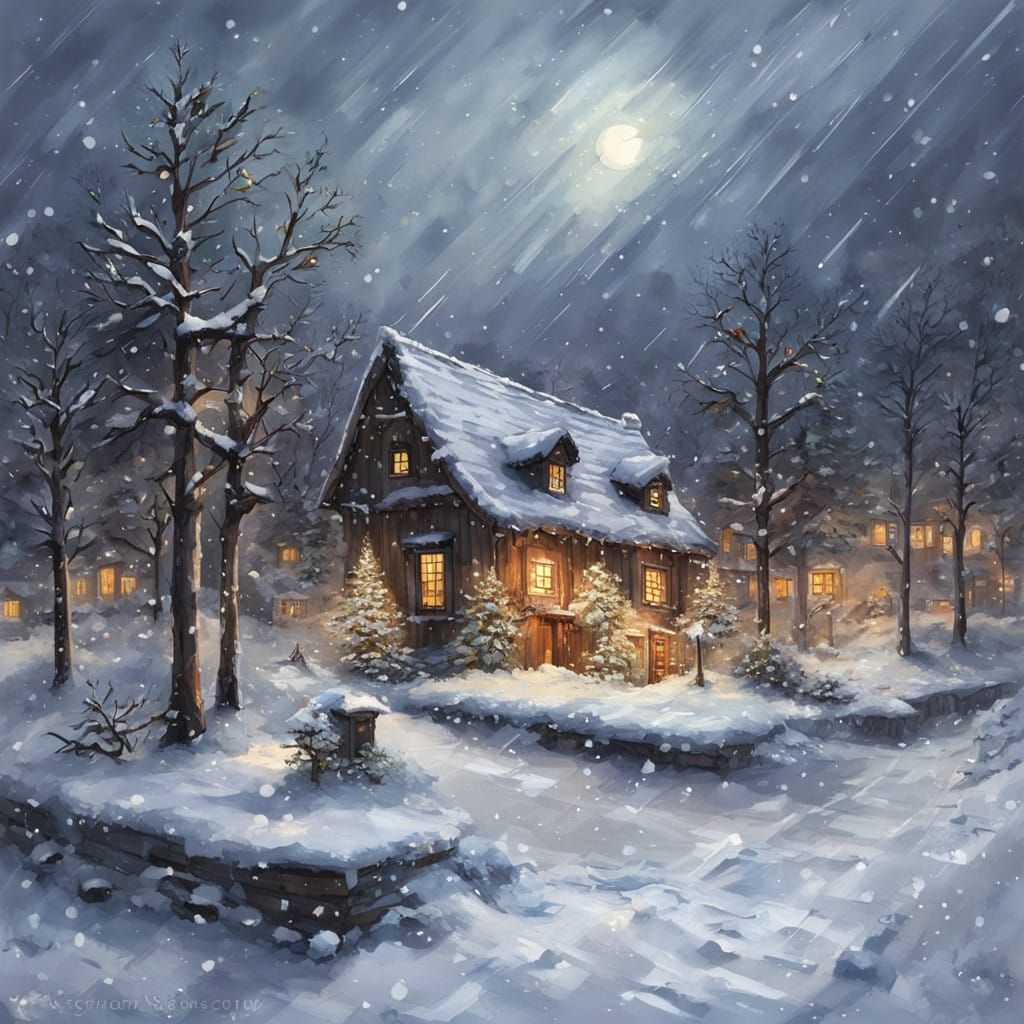 Frozen Winter Scene in Pastel Hues