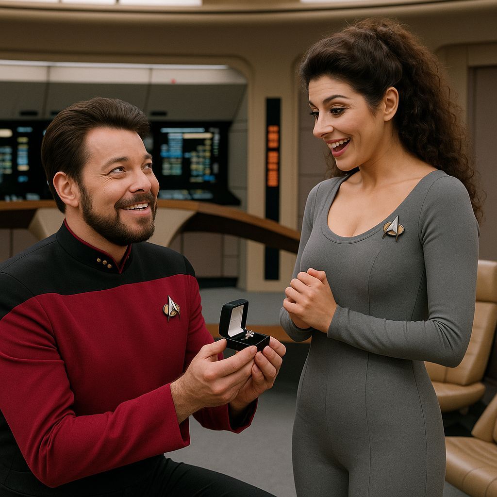 Riker Proposes to Troi on Enterprise Bridge