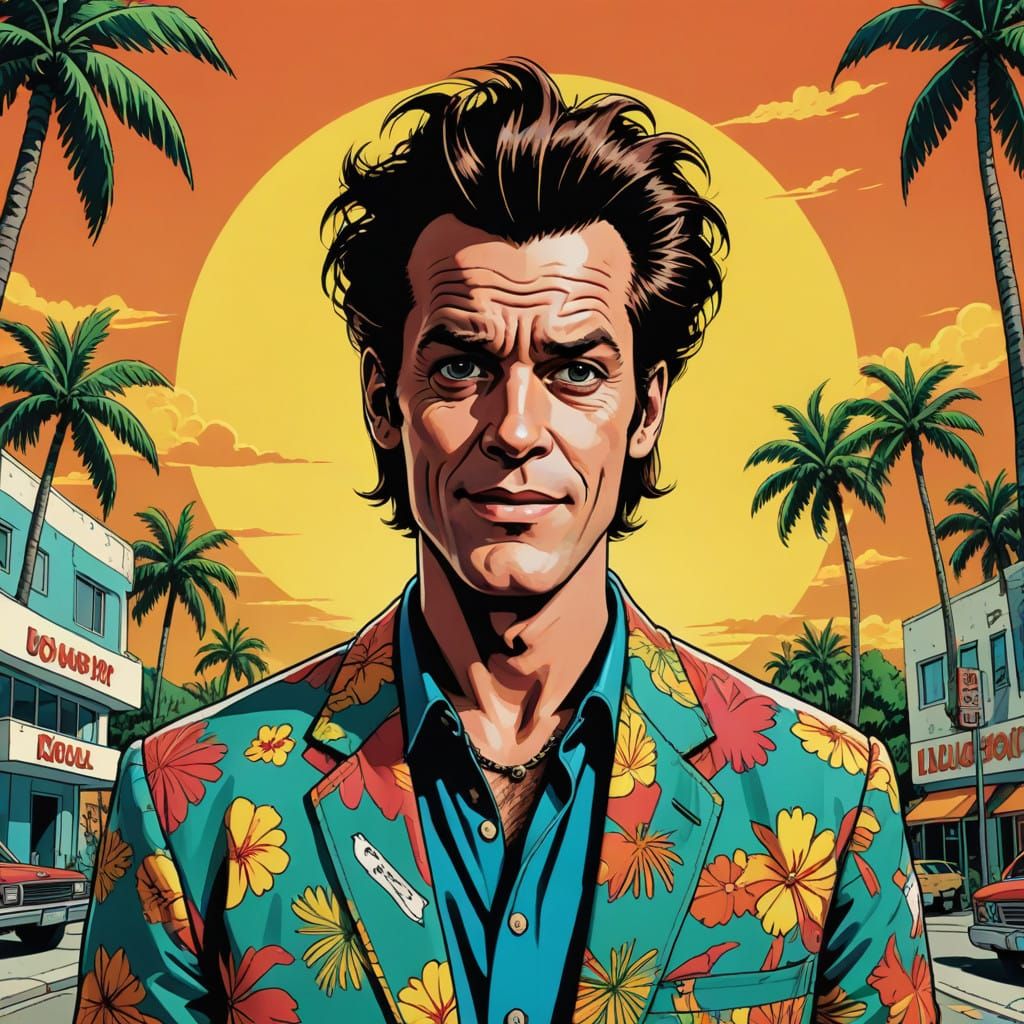 Zany Ace Ventura in Colorful Cartoon Style