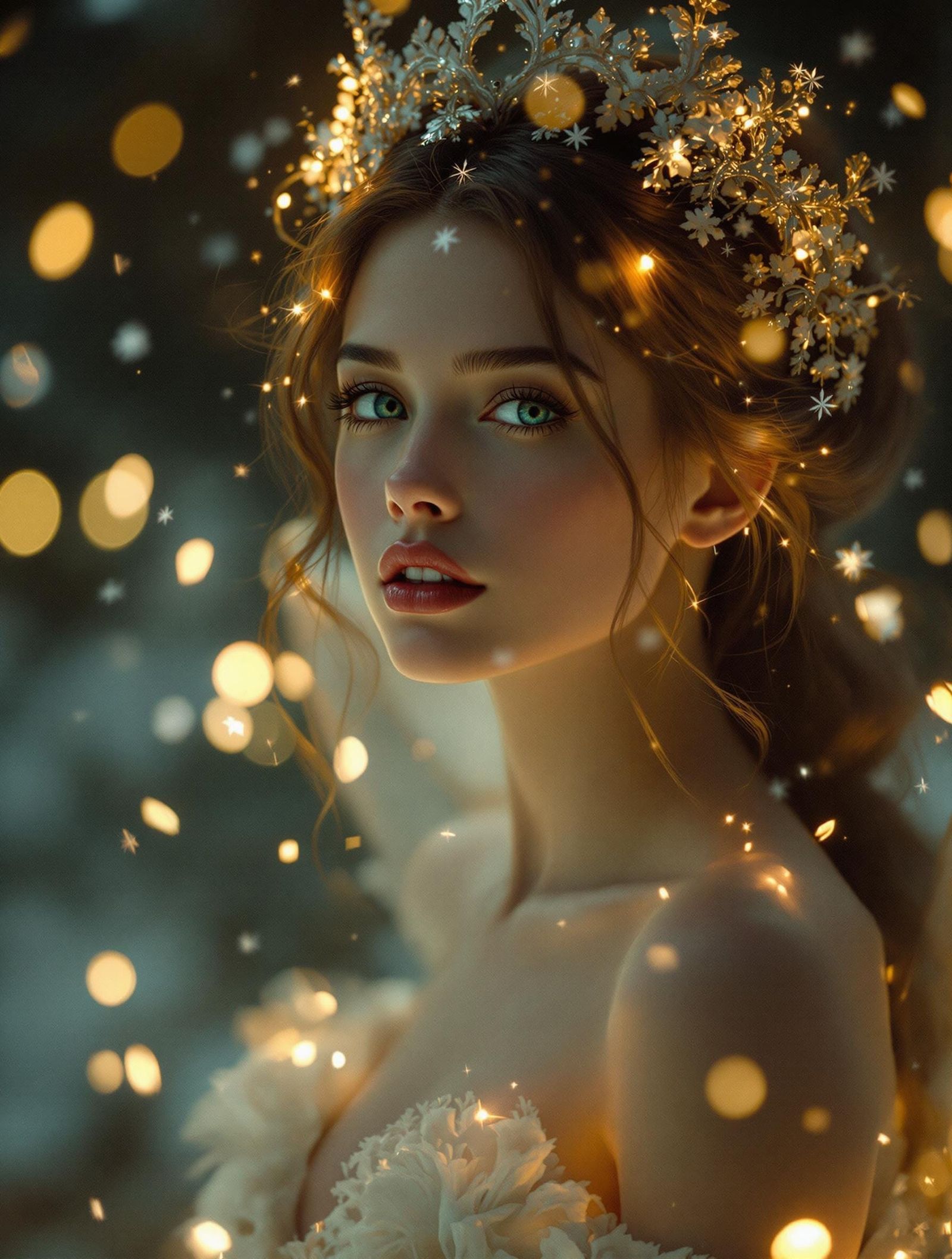 Majestic Christmas Fairy in Elegant 35mm Film Style