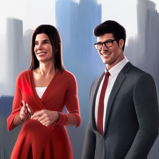 Sandra Bullock and Clark Kent Portrait, Artgerm Style