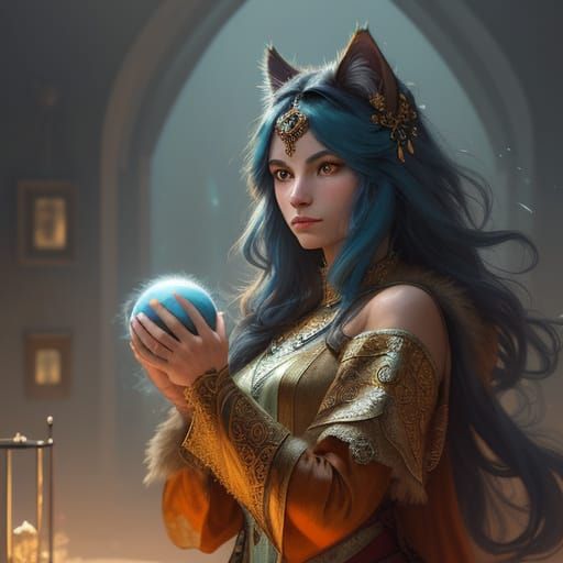 Persian Cat in Elegant, Hyperdetailed Illustration