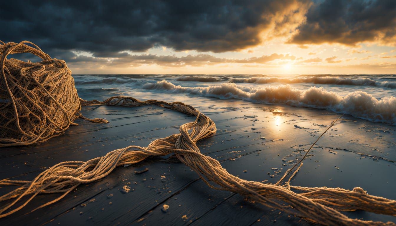 Stormy Ocean Debris in Hyper Realistic Style