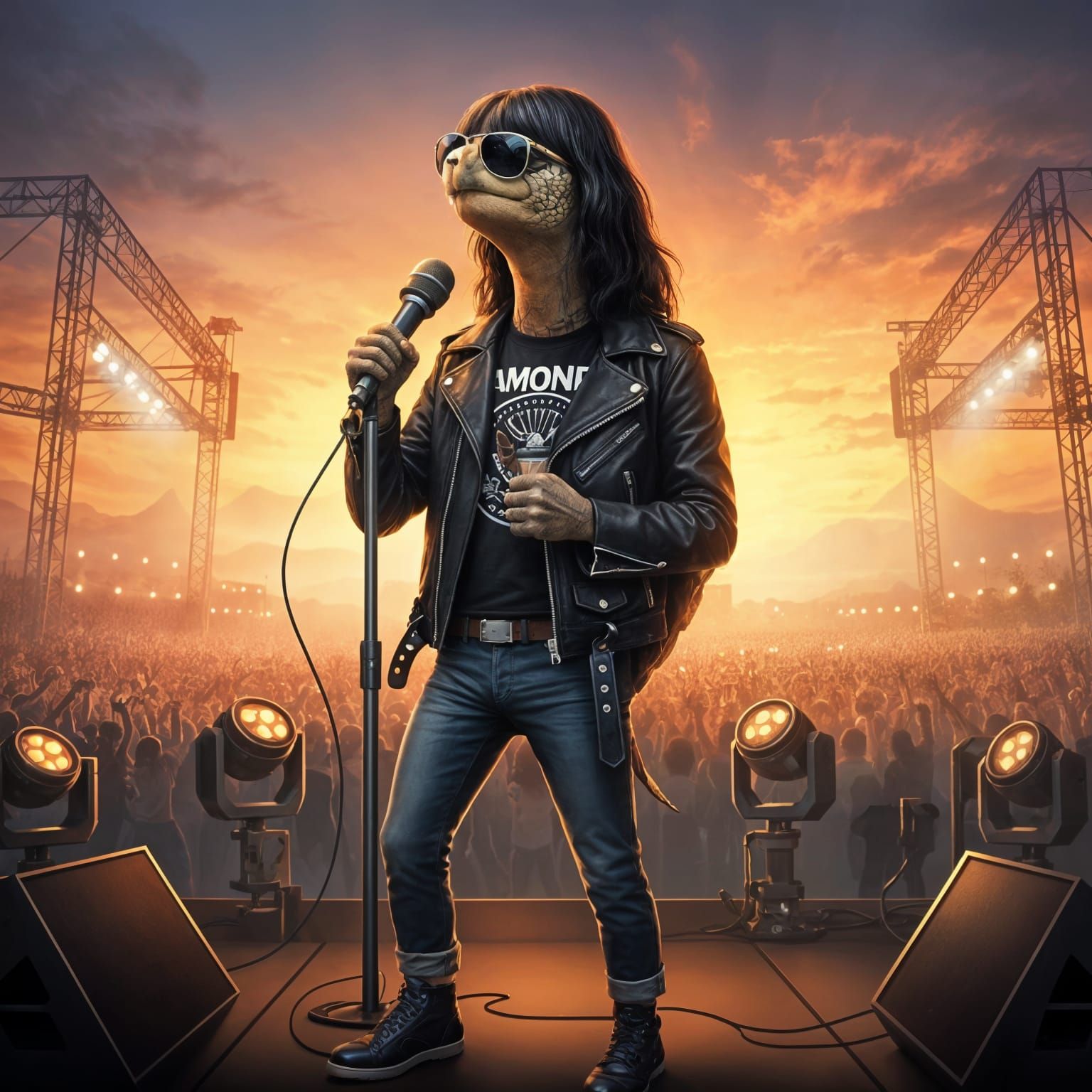 Joey Ramone Turtle Sings On Stage