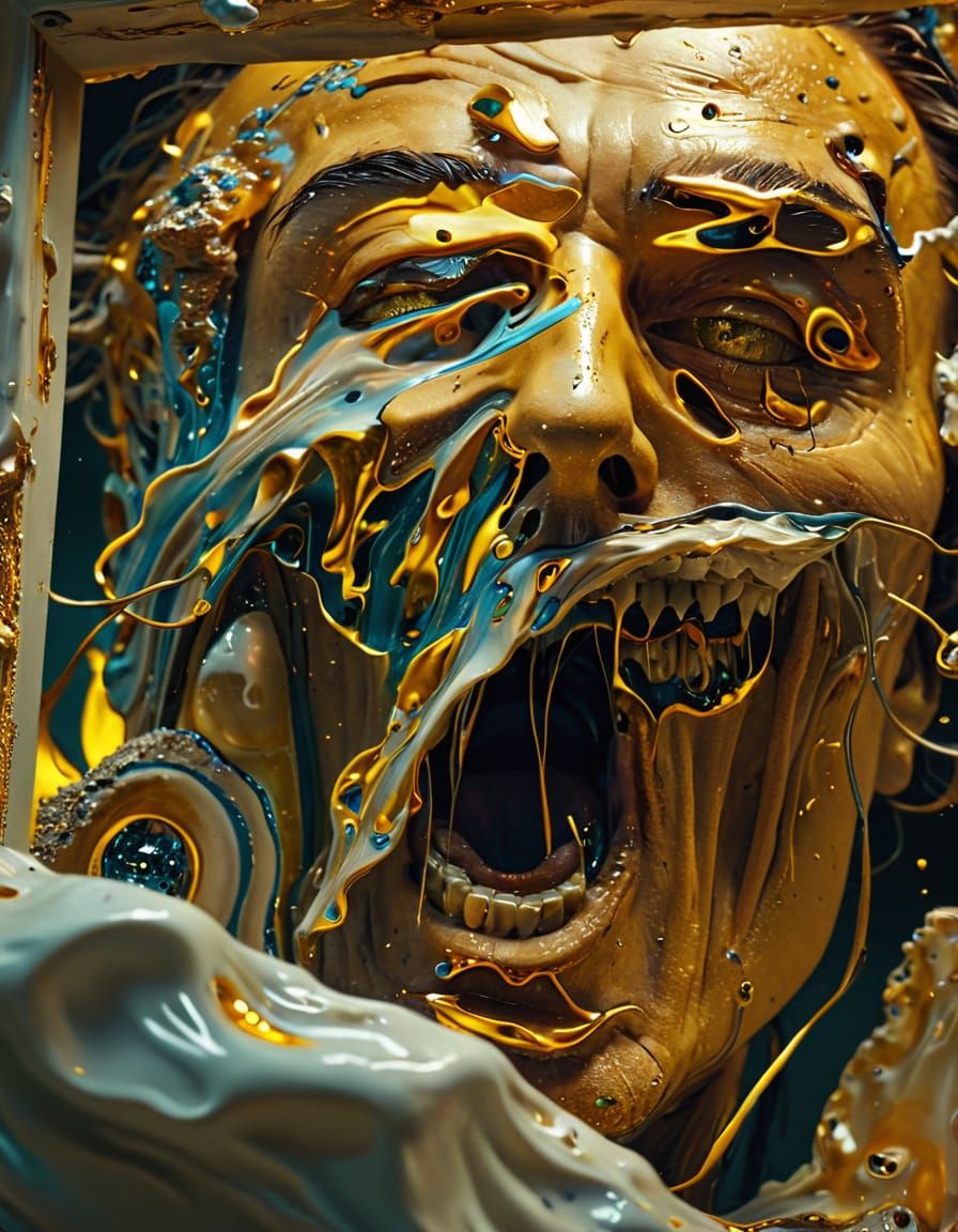 Surreal Melting Face in Salvador Dali Style