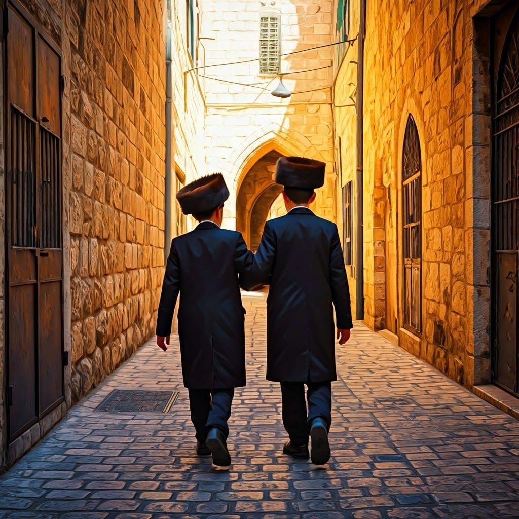 Hasidic Boys in Jerusalem Old City, Expressive Art