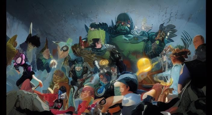 Dark Fantasy Panorama in Marvel Comics Style