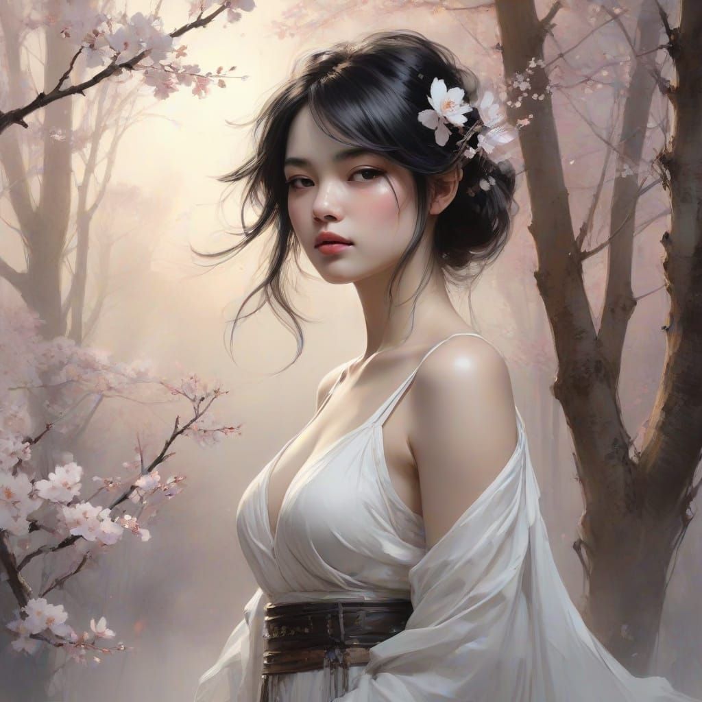 Regal Figure in Whimsical Watercolour Forest