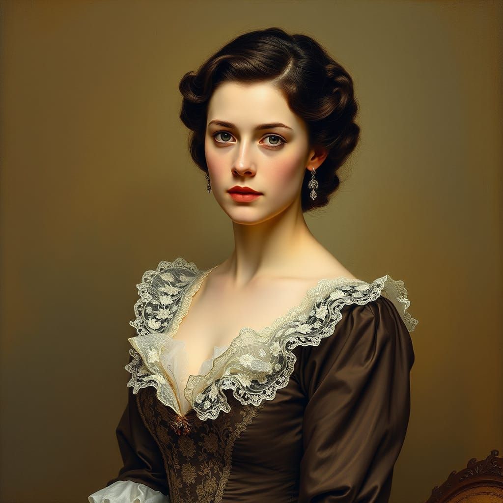 Elegant Victorian Lady in Oil Painting Style