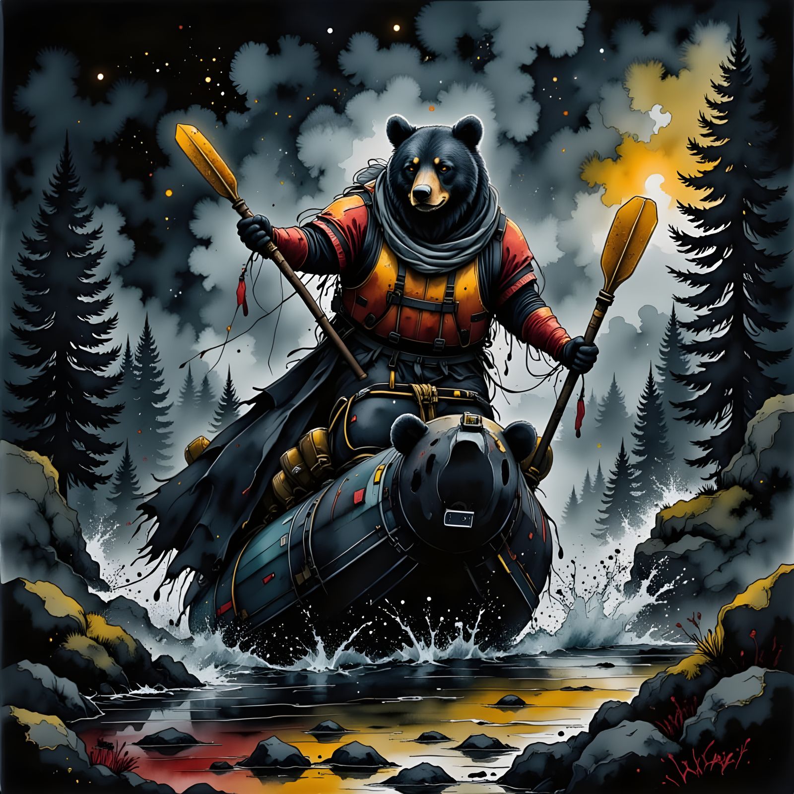 Grizzly Bear Navigates Treacherous Rapids