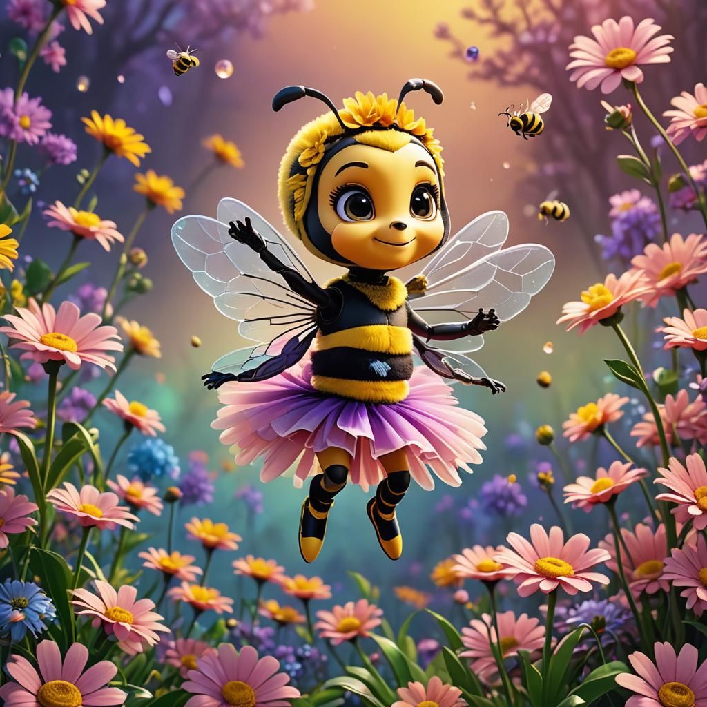 Adorable Chibi Bee Dancer in 3D Digital Art