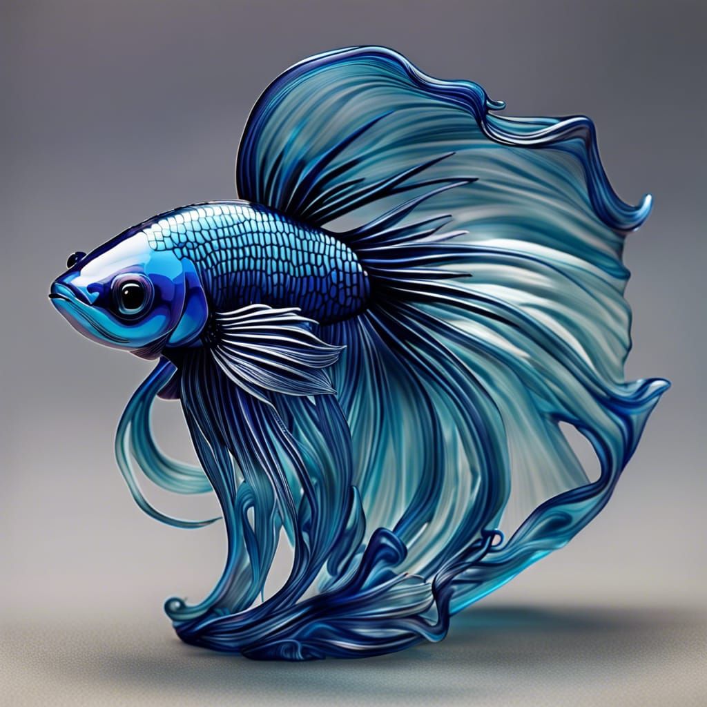 Beautiful glass blown blue Betta