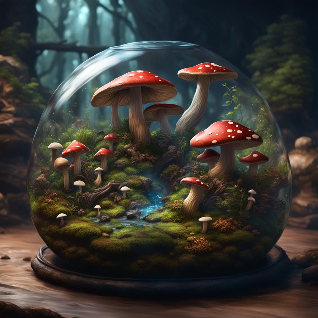 Magical Mushroom Terrarium: Fantasy Concept Art