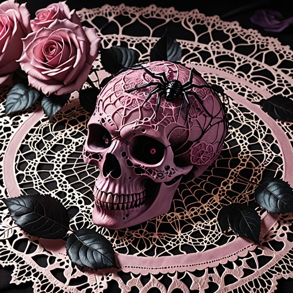 Dark Fantasy Rose with Skull Digital Painting