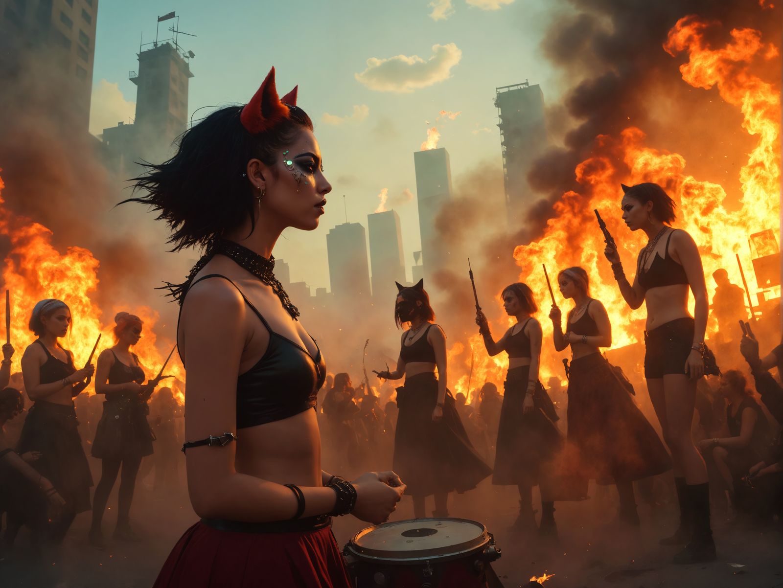 Solarpunk Goth Catgirls Riot: Spiritual Protest Art