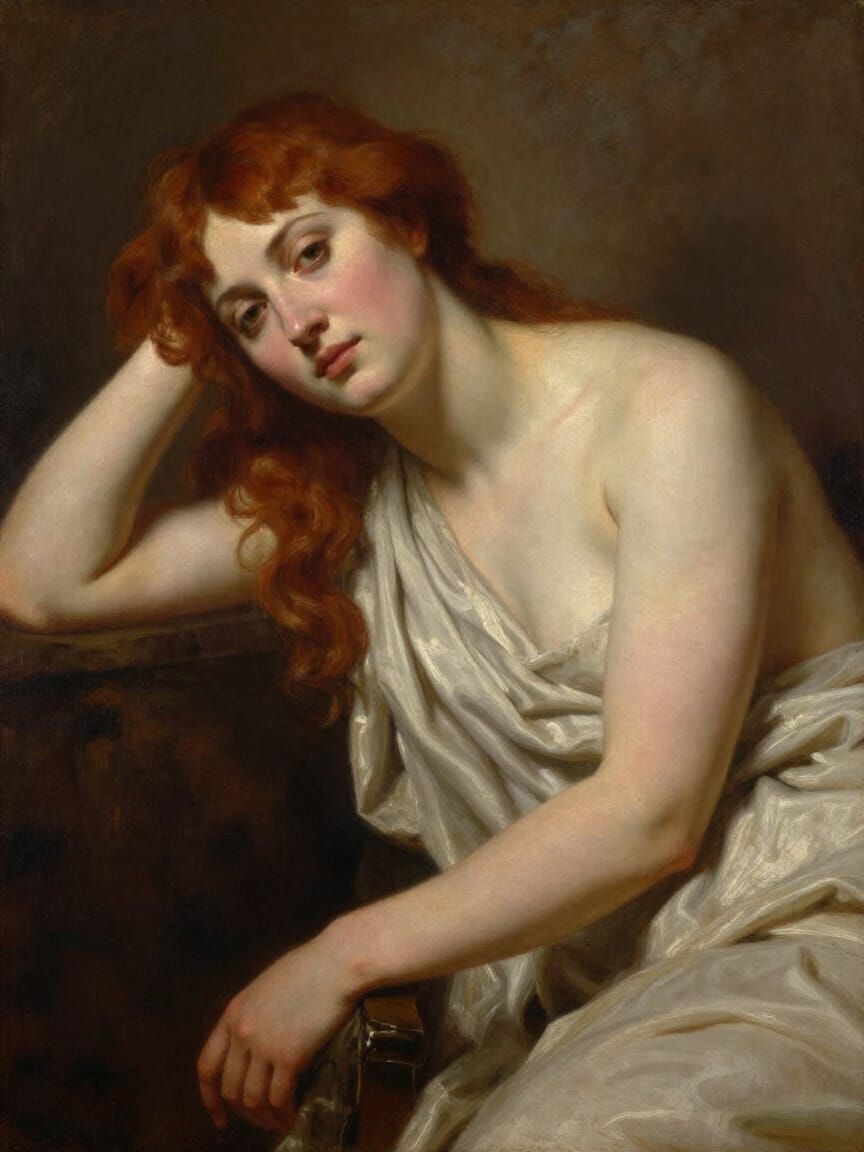 Victorian Academic Oil Painting of a Ginger-Haired Woman