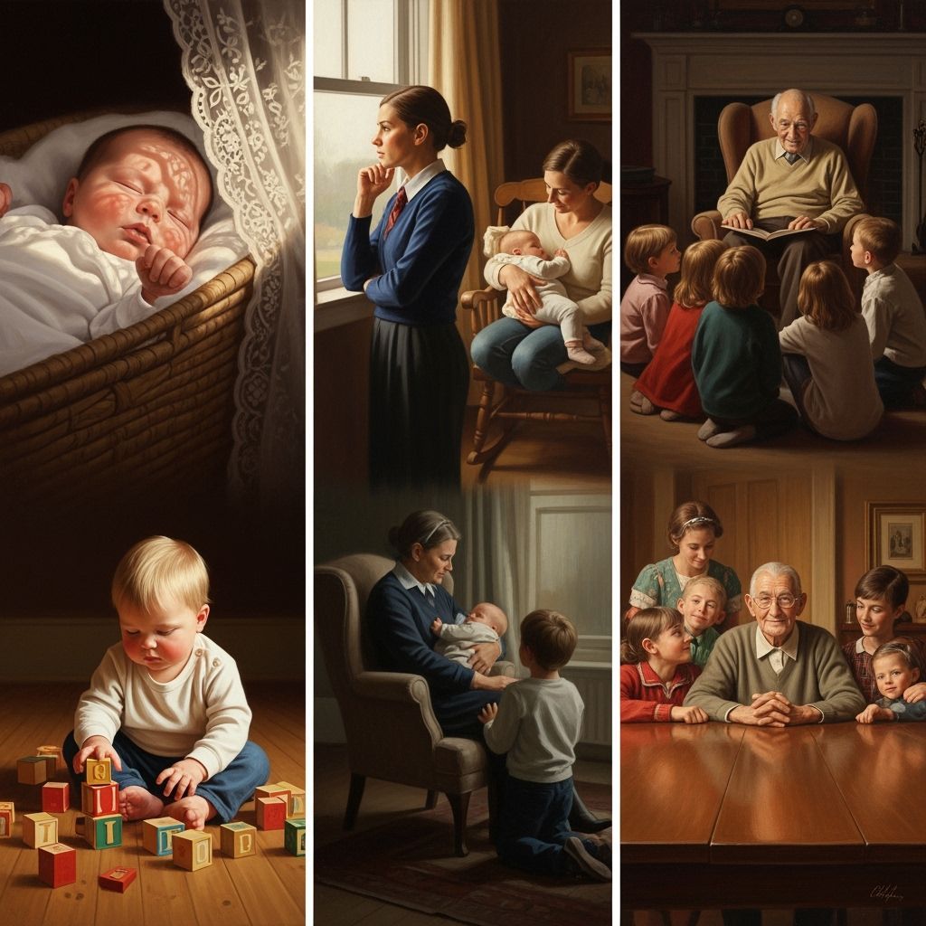 Stages of Life Triptych: From Infancy to Great Grandparent