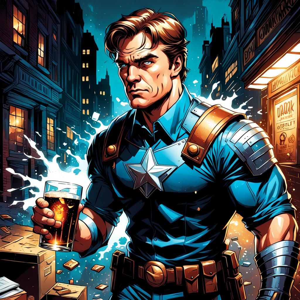 Comic Book Art of Stern Police Officer