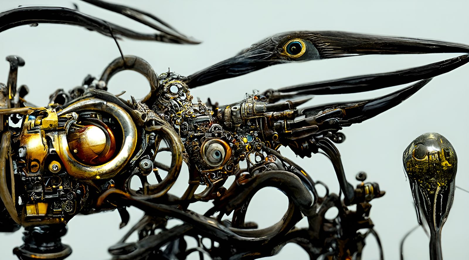 Steampunk Clockwork Bird Mecha Automaton Digital Painting