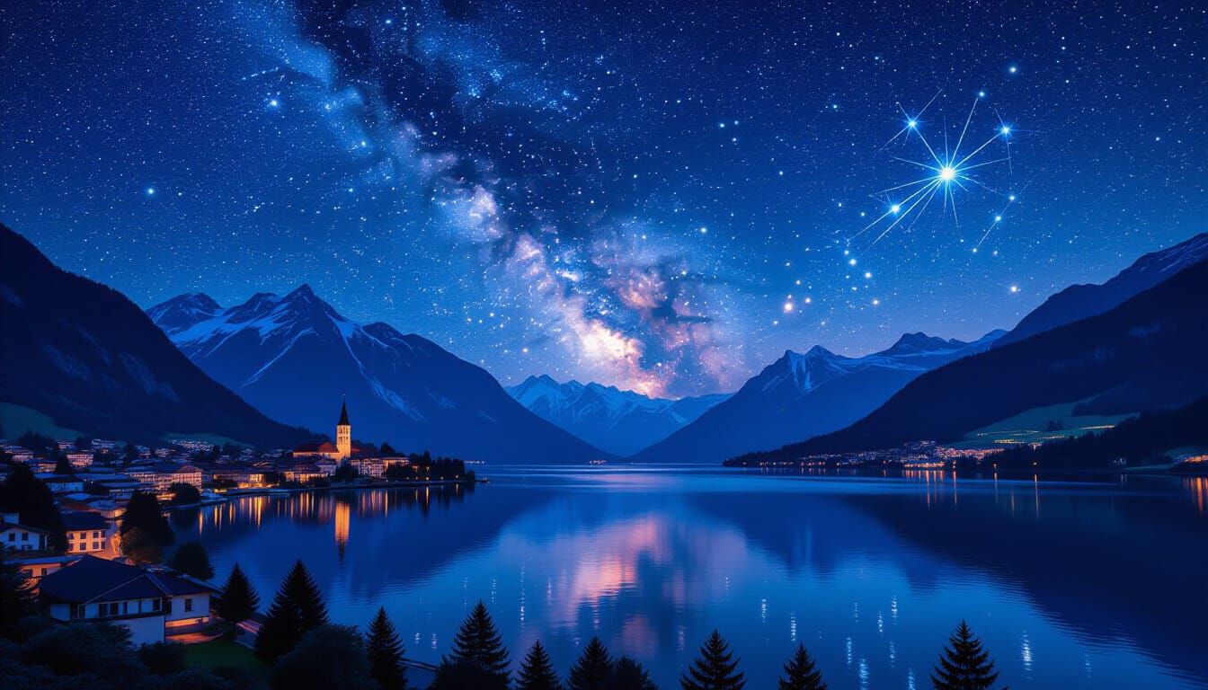 Starry Night Over Interlaken in Astral Cosmic Style