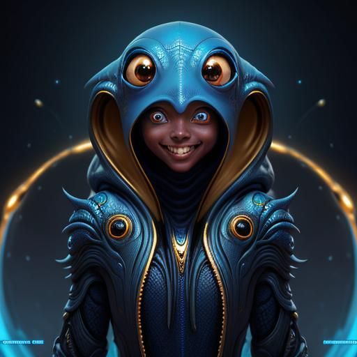 Cute Hooded Alien Creature in Detailed Matte Painting