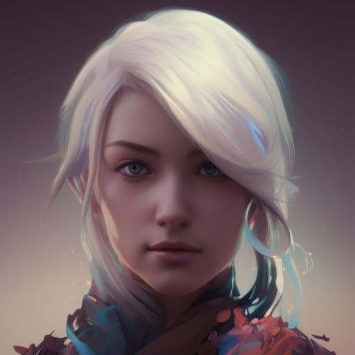 Detailed Portrait of Rikku in Art Nouveau Style