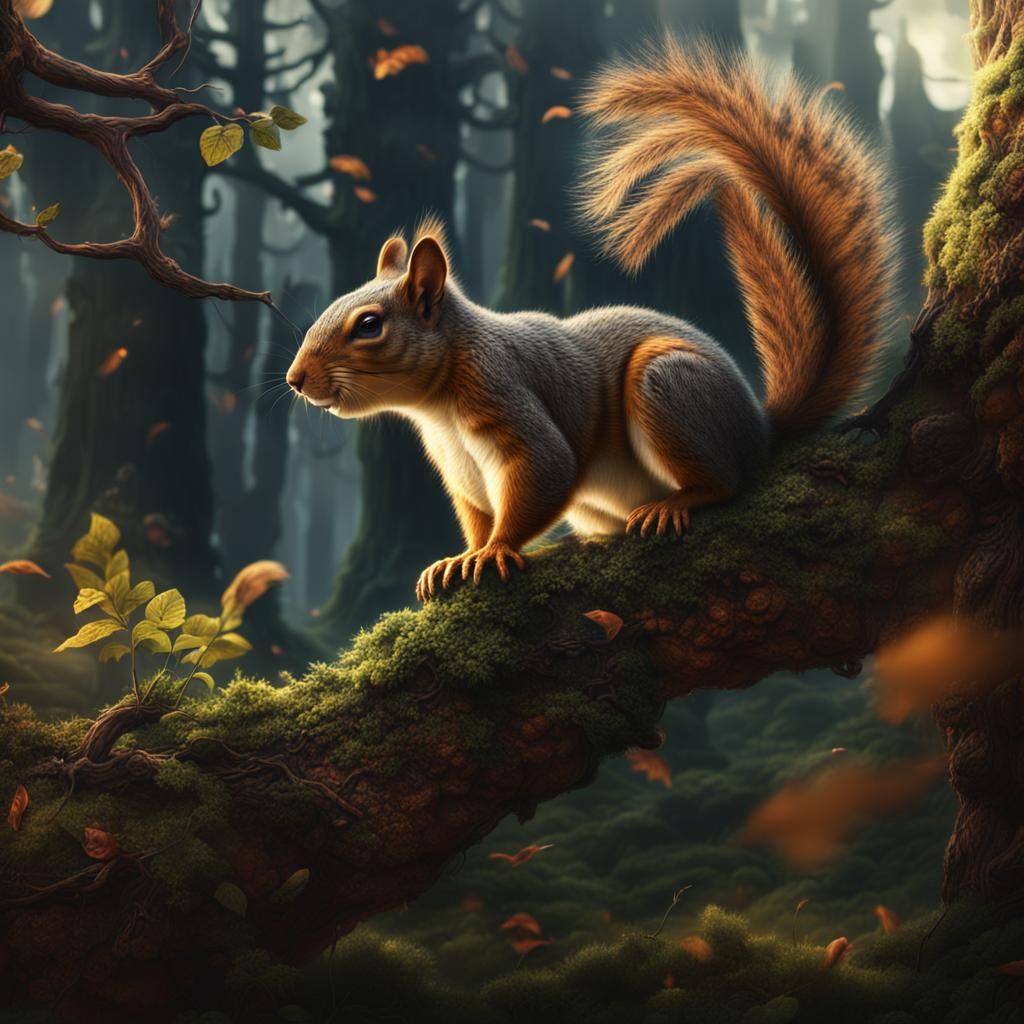 Invisible Squirrel in Detailed Digital Painting