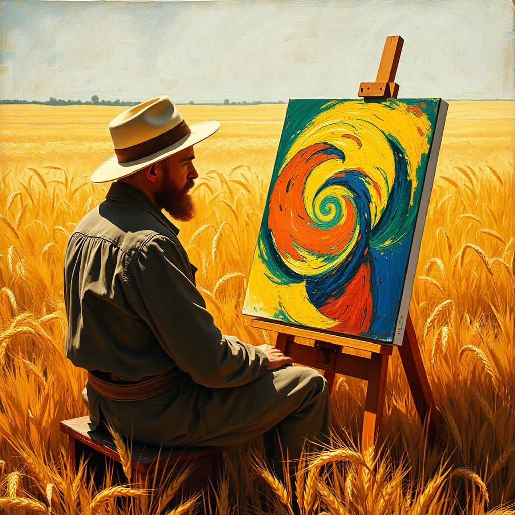 Van Gogh Painting 'Tree Roots' in Post-Impressionist Style