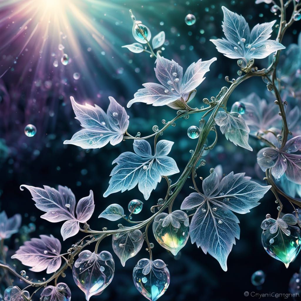 Whimsical Crystal Vine in Iridescent Light