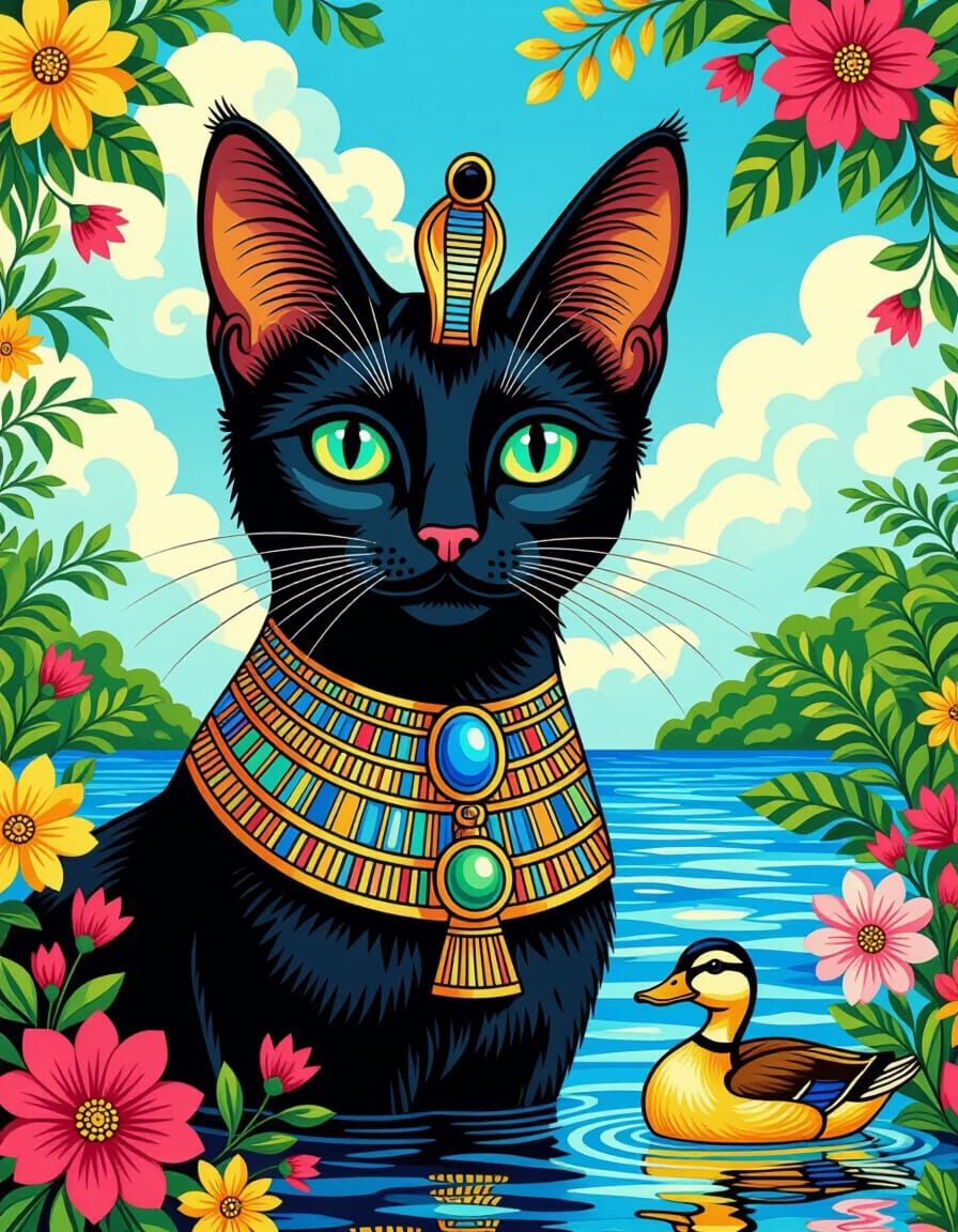 Bastet's Beach Holiday: Ancient Egyptian Crochet Art