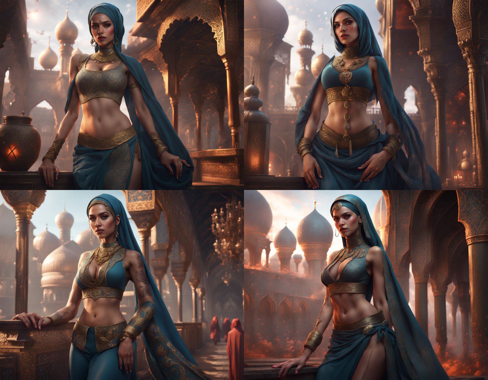 Woman in Traditional Islamic Dress: Fantasy Concept Art